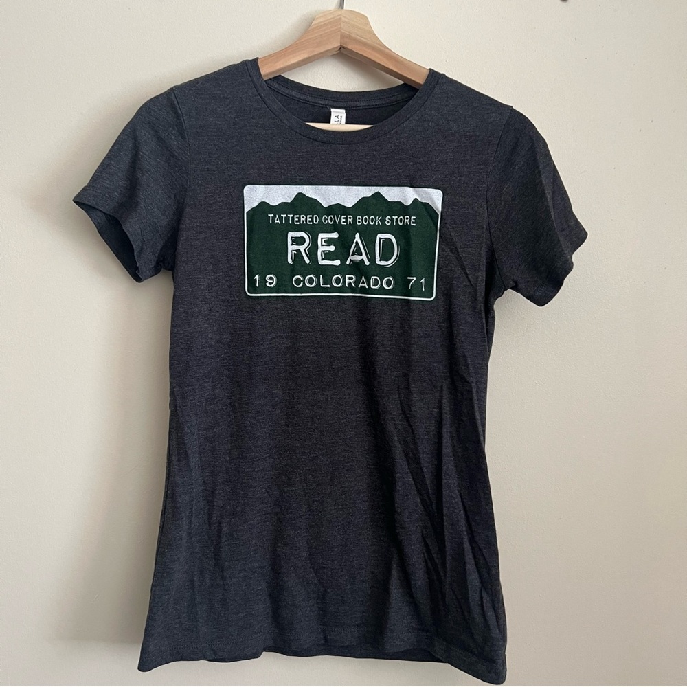 Tattered Cover Colorado license plate T-shirt